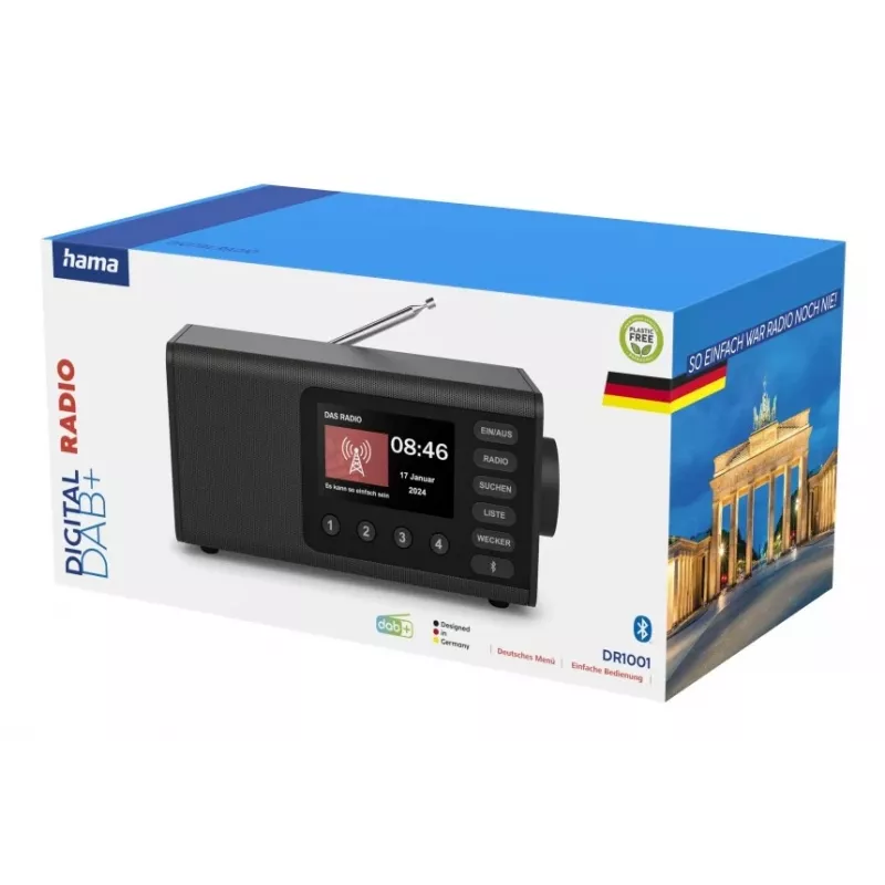 Personālais radio Hama DR1001 digitālais DAB DAB+ FM 5 W TFT displejs