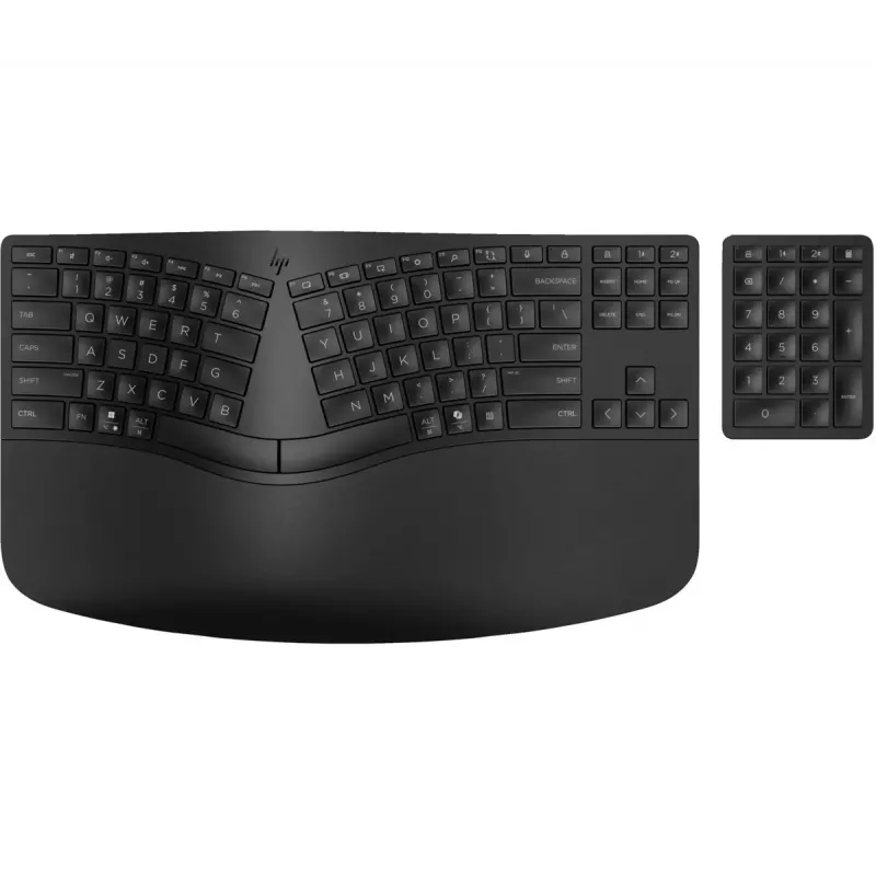 HP 960 Ergonomic bezvadu tastatūra pilna izmēra 100% RF bezvadu + Bluetooth membrāna melna mājām