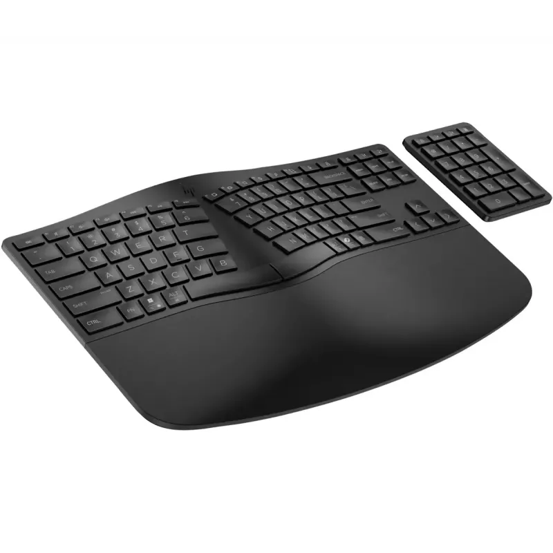 HP 960 Ergonomic bezvadu tastatūra pilna izmēra 100% RF bezvadu + Bluetooth membrāna melna mājām