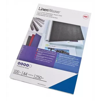 GBC LinenWeave iesiešanas vāki 250 g/m² A4 tumši zili (100), A4, zila, 250 g/m², 100 gab., Ēģipte