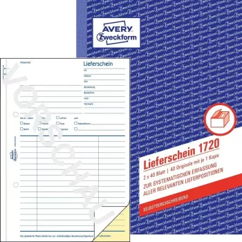 Grāmatvedības veidlapa/bloks AVERY 1720 A4 40 lapas