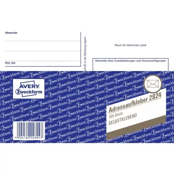 Pašlīmējoša etiķete Avery 2824 Taisnstūrveida Balta
