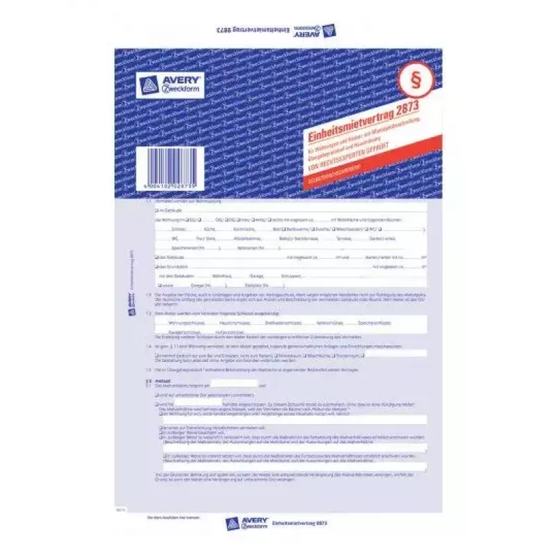 Reģistrācijas papīrs Avery 2873