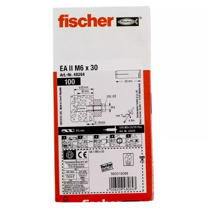 Fischer EA II M6 enkurs 100 gab. 30 mm