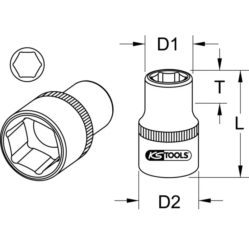 Socket KS Tools 917.1410 1/4 inch Drive 1 Head 13g