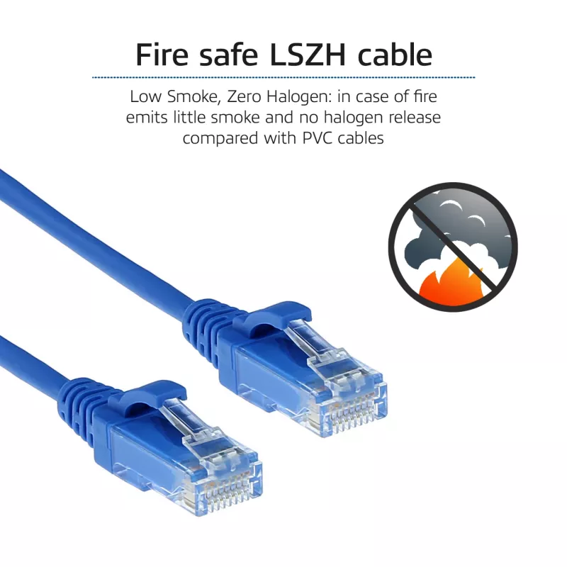 ACT zils 1 metrs LSZH U/UTP CAT6 datu centra plānvads slēgvads ar nesalaužamiem RJ45 savienotājiem