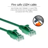 ACT zaļa 1,5 m LSZH U/UTP CAT6 datacentra plānās ielāpu vads bez aizķeršanās ar RJ45 savienotājiem