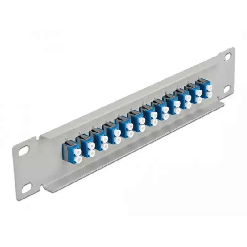 Fiber Optic Patch Panel DeLOCK 10 inch 12 Port LC Duplex Zils 1U Pelēks