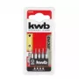 Skrūvgrieža uzgaļu komplekts KWB 128440 — 5 gab., sešstūra (collu) uzgaļi, metriskie izmēri 0,7, 0,9, 1,3, 1,5, 2 mm, 28 mm garums