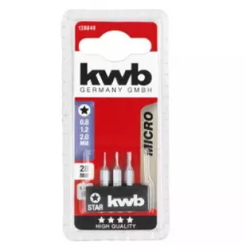 Skrūvgrieža uzgaļu komplekts KWB 128840 — 3 gab., Torx (zvaigznītes) uzgaļi, 28 mm garums