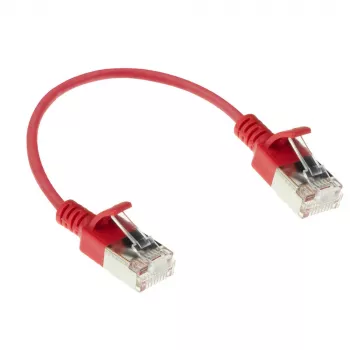 ACT sarkans 0,15 m LSZH U/FTP CAT6A datu centra plānais ielāpu vads ar aizsargātiem RJ45 savienotājiem