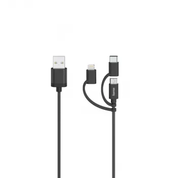 Hama 00200617 USB kabelis USB 2.0 0,75 m USB A USB C/Micro USB A/Lightning melns