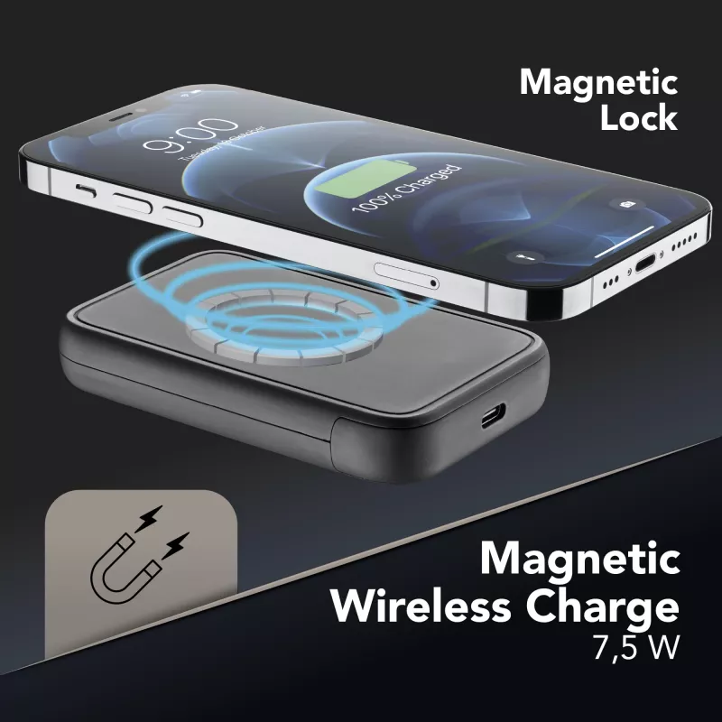 Cellularline Wireless Power Bank MAG 5000 Pārnēsājams lādētājs, saderīgs ar MagSafe sistēmu