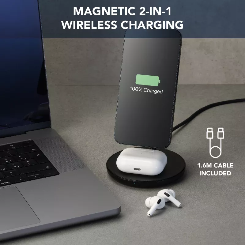 Cellularline Mag Duo Wireless Charger 2-in-1 bezvadu uzlādes turētājs Apple ierīcēm