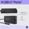 HP 4K USB-C Multiport Hub, USB Type-C, USB Type-C, 10000 Mbit/s, 3840 x 2160, Melns, 65 W