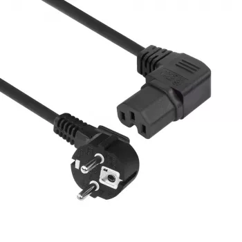 ACT Powercord tīkla kabelis CEE 7/7 vīrišķais (leņķveida) - C15 (leņķveida labais) IEC60320 melns 1.5 m