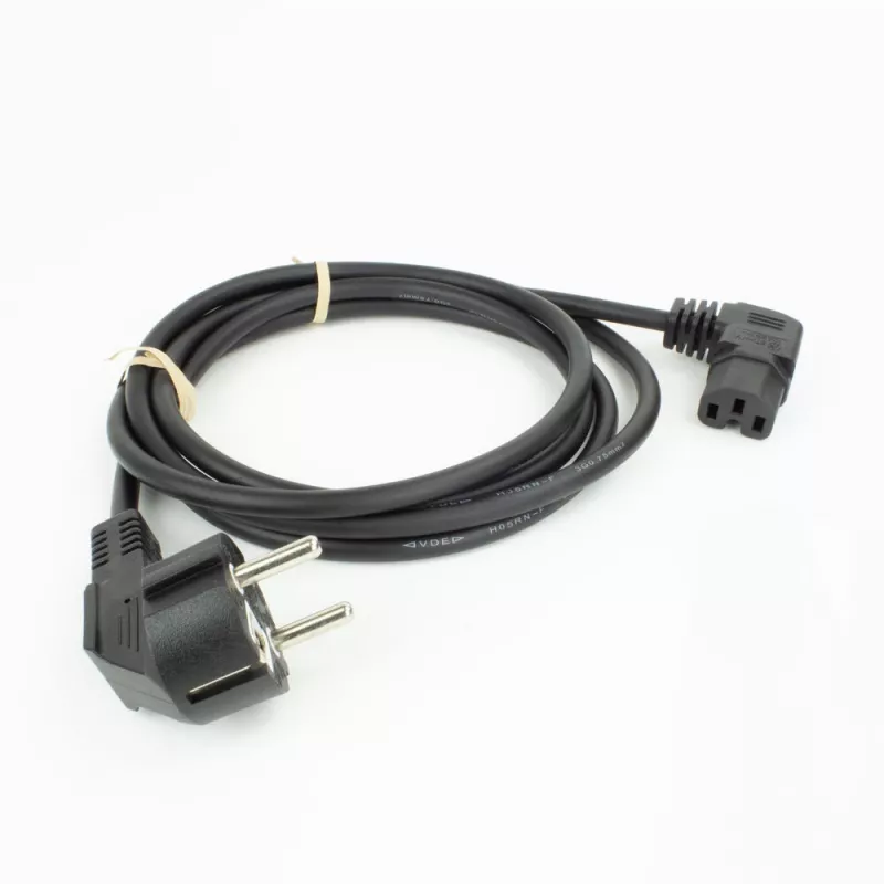 ACT Powercord tīkla kabelis CEE 7/7 vīrišķais (leņķveida) - C15 (leņķveida labais) IEC60320 melns 1.5 m