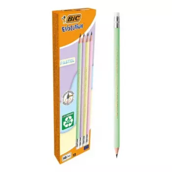 Zīmuļu komplekts TEKA BIC Evolution HB, sešstūraini koka zīmuļi, iepakojumā 12, dažādu krāsu sortimentā