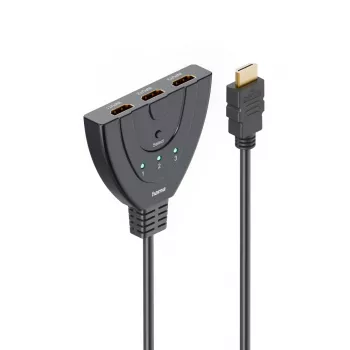 Hama 00205101 HDMI kabelis 0,55 m HDMI Type A (Standard) 3 x HDMI Type A (Standard) Melns