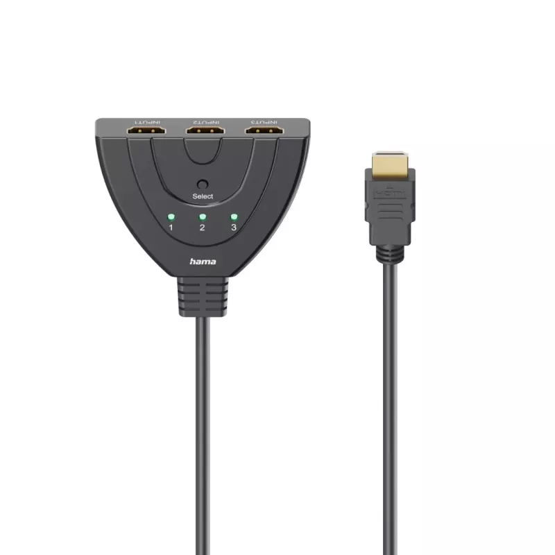Hama 00205101 HDMI kabelis 0,55 m HDMI Type A (Standard) 3 x HDMI Type A (Standard) Melns