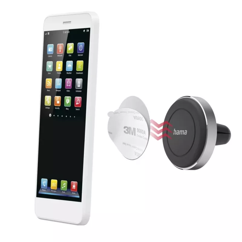 Hama Magnet pasīvais turētājs mobilajam tālrunim/viedtālrunim, melns/sudraba