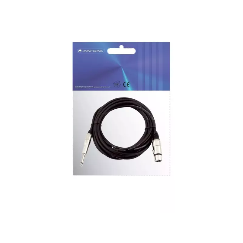 Audio kabelis 2m Omnitronic 3022516M XLR 3-pin 6.35mm melns