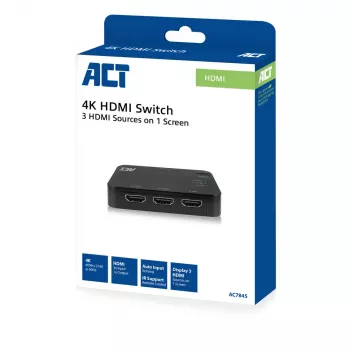 ACT 4K HDMI pārslēdzējs 3x1 melns 60Hz 1920x1080 3840x2160