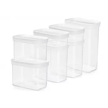 EMSA N1142900 pārtikas uzglabāšanas trauks Taisnstūra Komplekts 8,3 L Caurspīdīgs, Balts 7 gab.