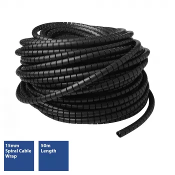 ACT 15 mm spirālveida kabeļu apvalks, garums 50 metri, Kabeļu pārvaldība, Melna, Polivinilhlorīds (PVC)