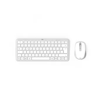 Hama WKM-500 tastatūra Pele iekļauta Mājai USB + RF bezvadu + Bluetooth QWERTZ vācu Pelēks, Balts