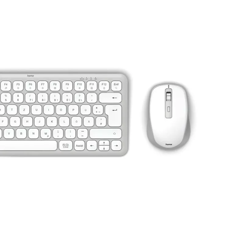 Hama WKM-500 tastatūra Pele iekļauta Mājai USB + RF bezvadu + Bluetooth QWERTZ vācu Pelēks, Balts