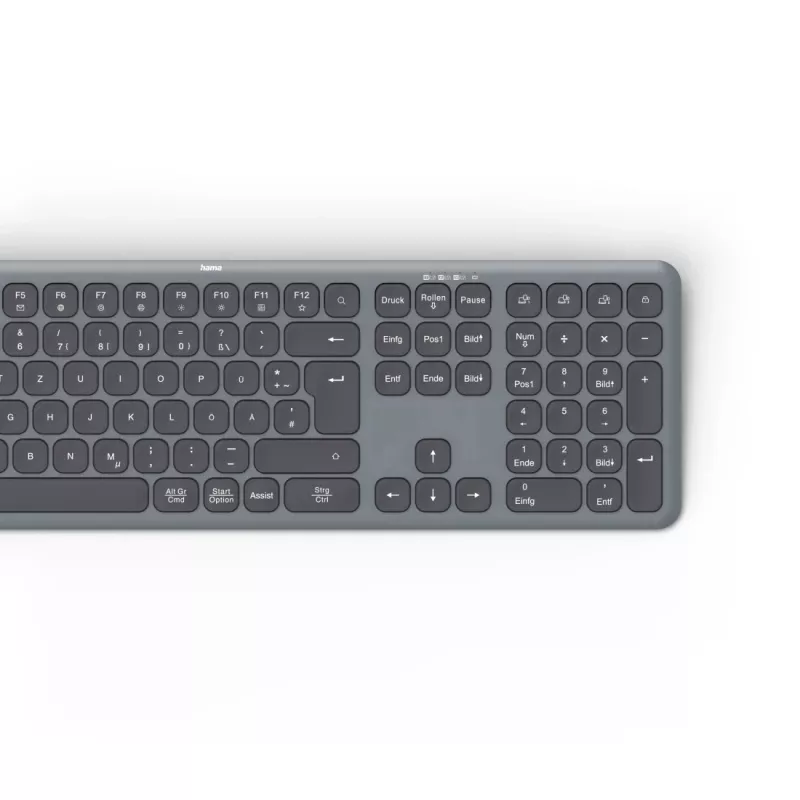 Hama WK-550 tastatūra Mājai/Birojam RF Bezvadu + Bluetooth QWERTZ Vācu Melna, Tumši pelēka