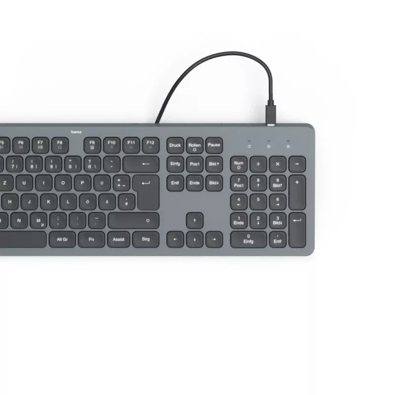 Hama CK-400 tastatūra mājām/birojam USB QWERTZ vācu Melna, Tumši pelēka