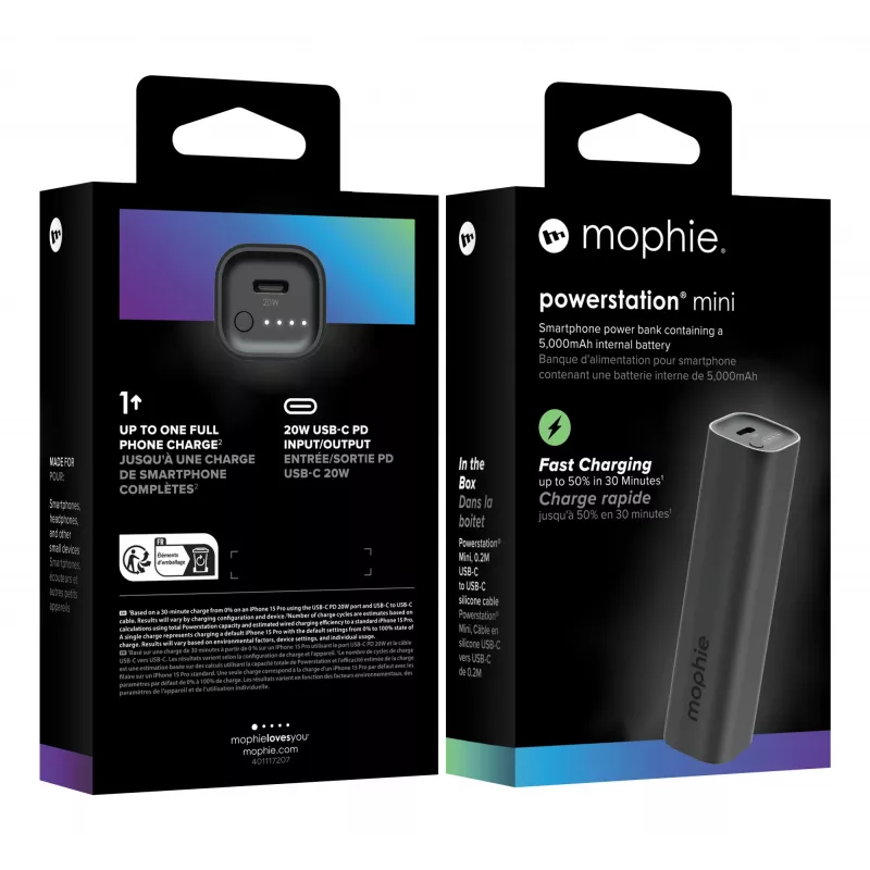mophie Powerstation Mini 5000 mAh Melns