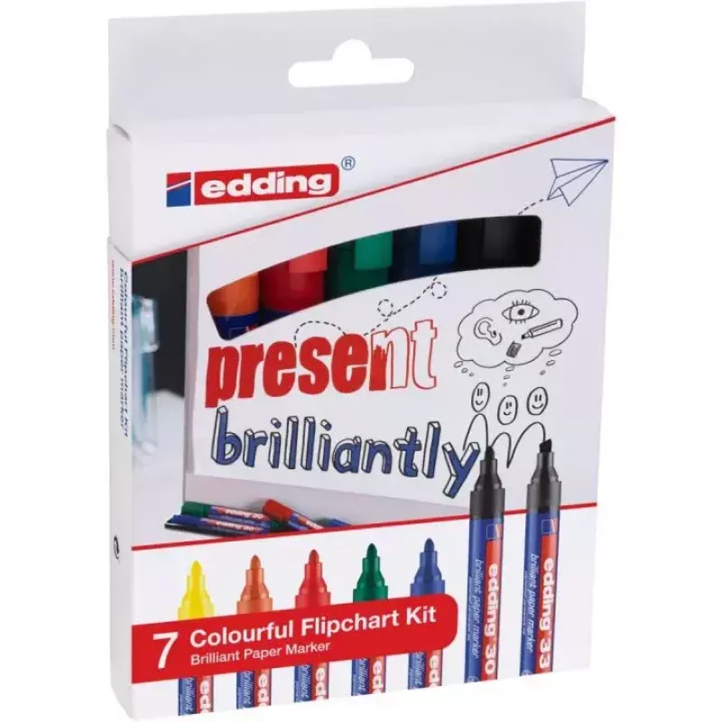 Pastāvīgais marķieris Edding Colourful Flipchart Kit Assorted 7 pcs