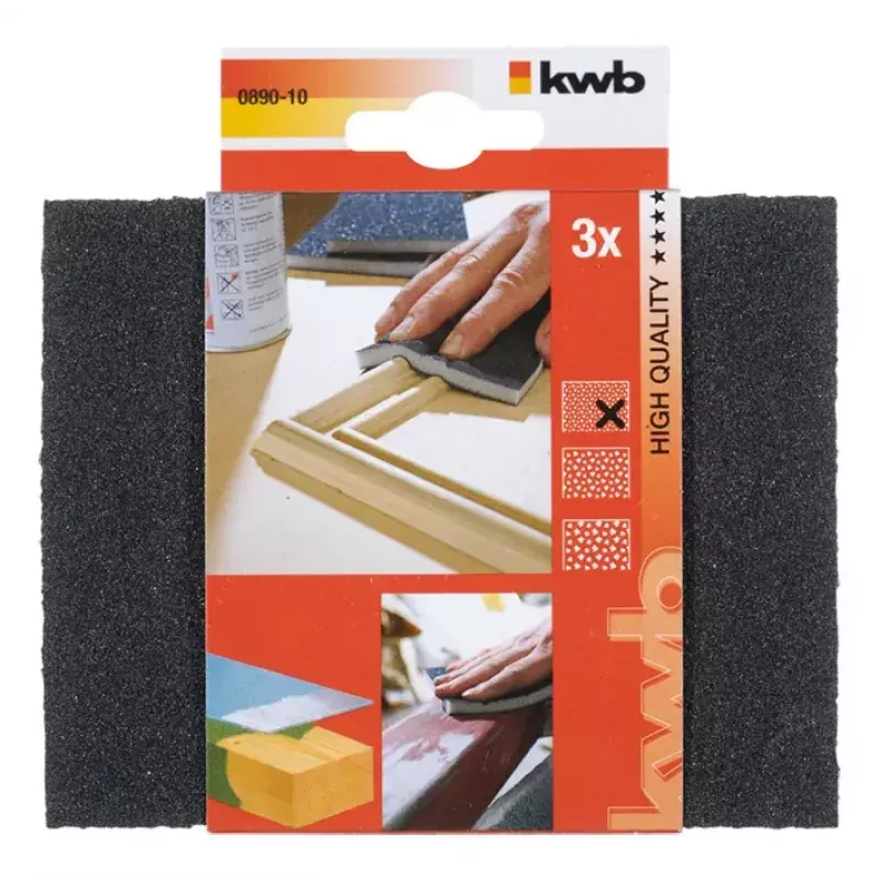 Slīpēšanas sūklis KWB 089010 smalkgraudains silīcija karbīds 3 gab.