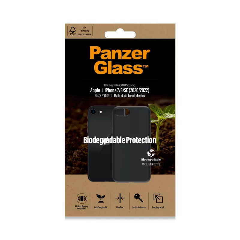 PanzerGlass Biodegradable Case vāciņš iPhone 6 6s SE 2020 2022 7 8 melns