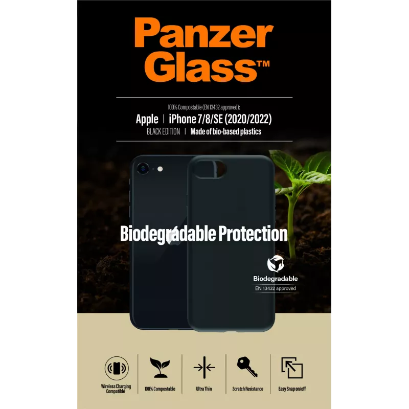 PanzerGlass Biodegradable Case vāciņš iPhone 6 6s SE 2020 2022 7 8 melns