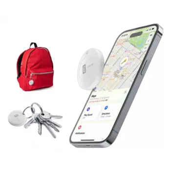 Cellularline Tracy - izstrādāts iOS priekšmetu izsekotājs, saderīgs ar Android, ideāli piemērots atslēgu, mugursomu un personīgo mantu atrašanai, izmantojot Apple lietotni Find My. Kompakts, precīzs un viegli iestatāms.