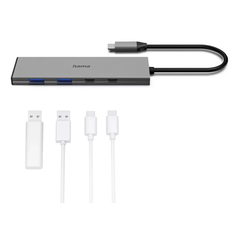 Hama 00200147 saskarnes centrmezgls USB Type-C 10000 Mbit/s Pelēks
