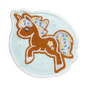 LAUT MAGMOJI BADGE – Unicorn Cookie Christmas Edition nozīmīte, PVC un silikons, brūna/gaiši zila, 1 gab.