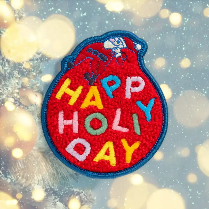 Nozīmīte LAUT MAGMOJI BADGE – Happy Holiday Edition, auduma tekstils, sarkana, 1 gab.