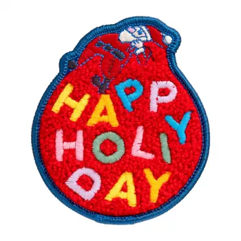Nozīmīte LAUT MAGMOJI BADGE – Happy Holiday Edition, auduma tekstils, sarkana, 1 gab.