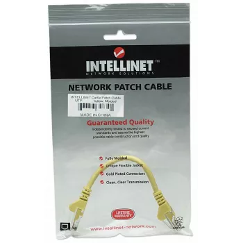 Intellinet tīkla komutācijas kabelis, Cat5e, 0,5 m, dzeltens, CCA, U/UTP, PVC, RJ45, apzeltīti kontakti, neaizķerams, ar aizsarguzmavu, mūža garantija