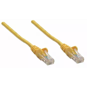 Intellinet tīkla komutācijas kabelis, Cat5e, 0,5 m, dzeltens, CCA, U/UTP, PVC, RJ45, apzeltīti kontakti, neaizķerams, ar aizsarguzmavu, mūža garantija