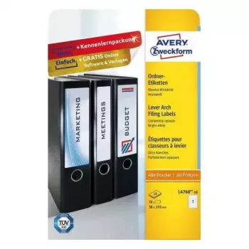 Pašlīmējošās etiķetes Avery L4760-10 noapaļots taisnstūris