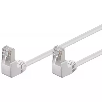 Goobay CAT 5e komutācijas kabelis 2x 90° leņķveida F/UTP balts 5m