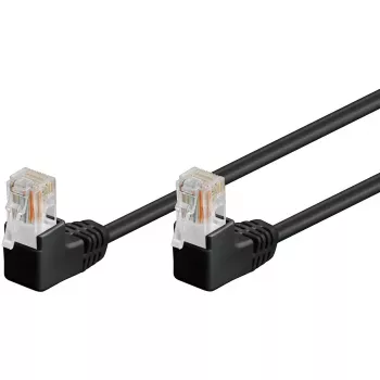 komutācijas kabelis Goobay CAT 5e 2x 90° leņķveida U/UTP Melns 3m