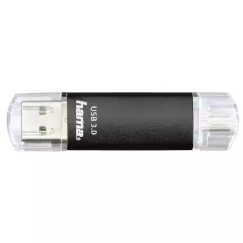 Hama Laeta Twin USB zibatmiņa, USB 3.0, 128 GB, 40 MB/s, melna