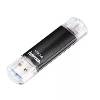 Hama Laeta Twin USB zibatmiņa, USB 3.0, 128 GB, 40 MB/s, melna